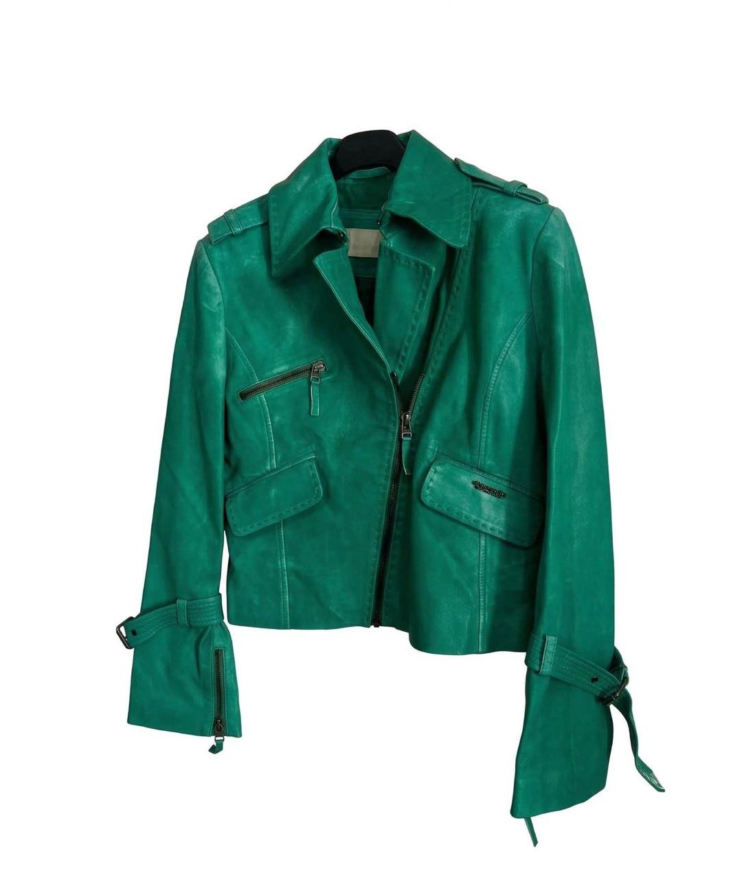 ERMANNO SCERVINO Зеленая кожаная куртка, фото 6