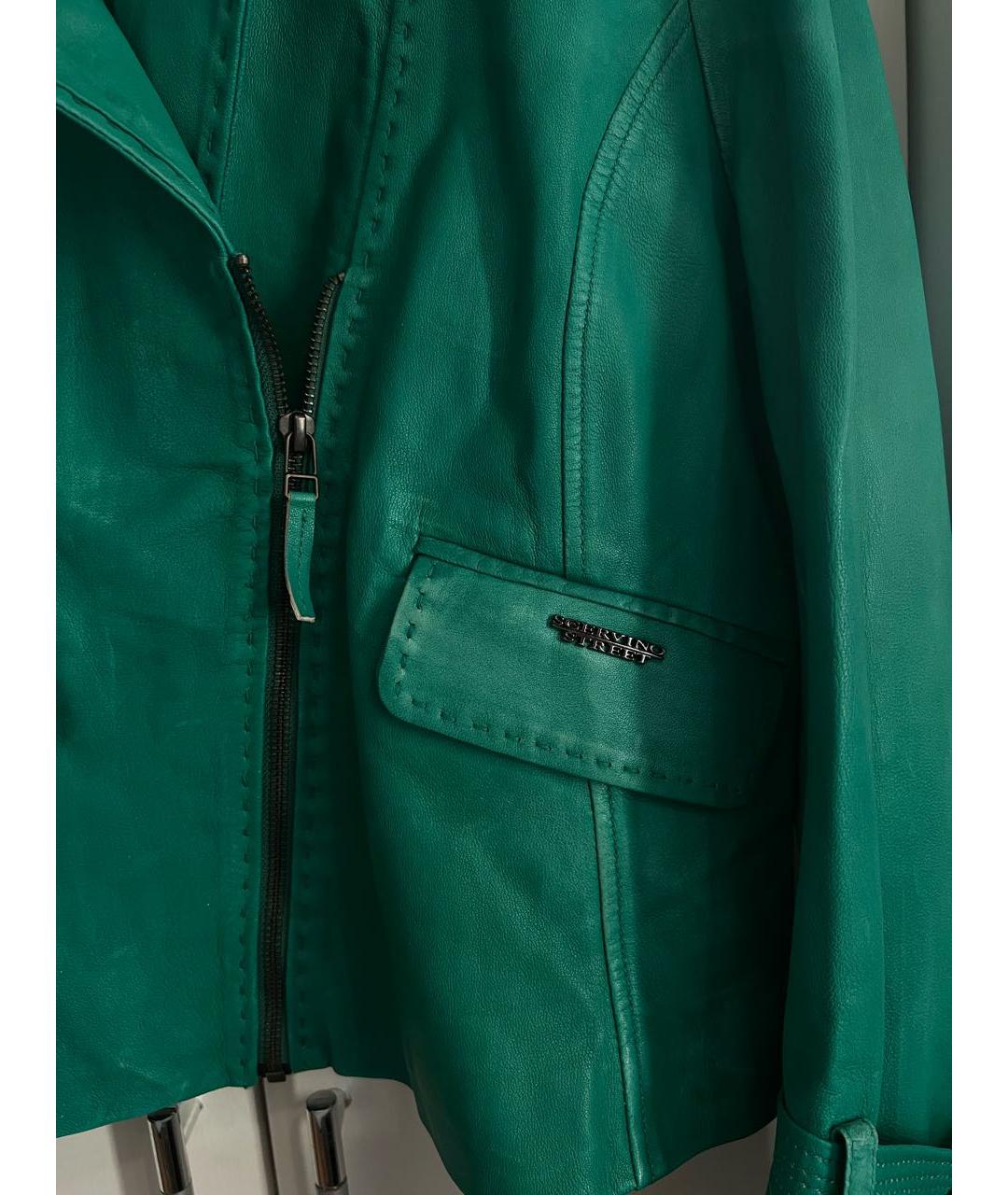 ERMANNO SCERVINO Зеленая кожаная куртка, фото 4