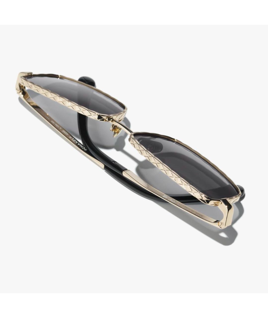 CHANEL Золотые металлические солнцезащитные очки, фото 4