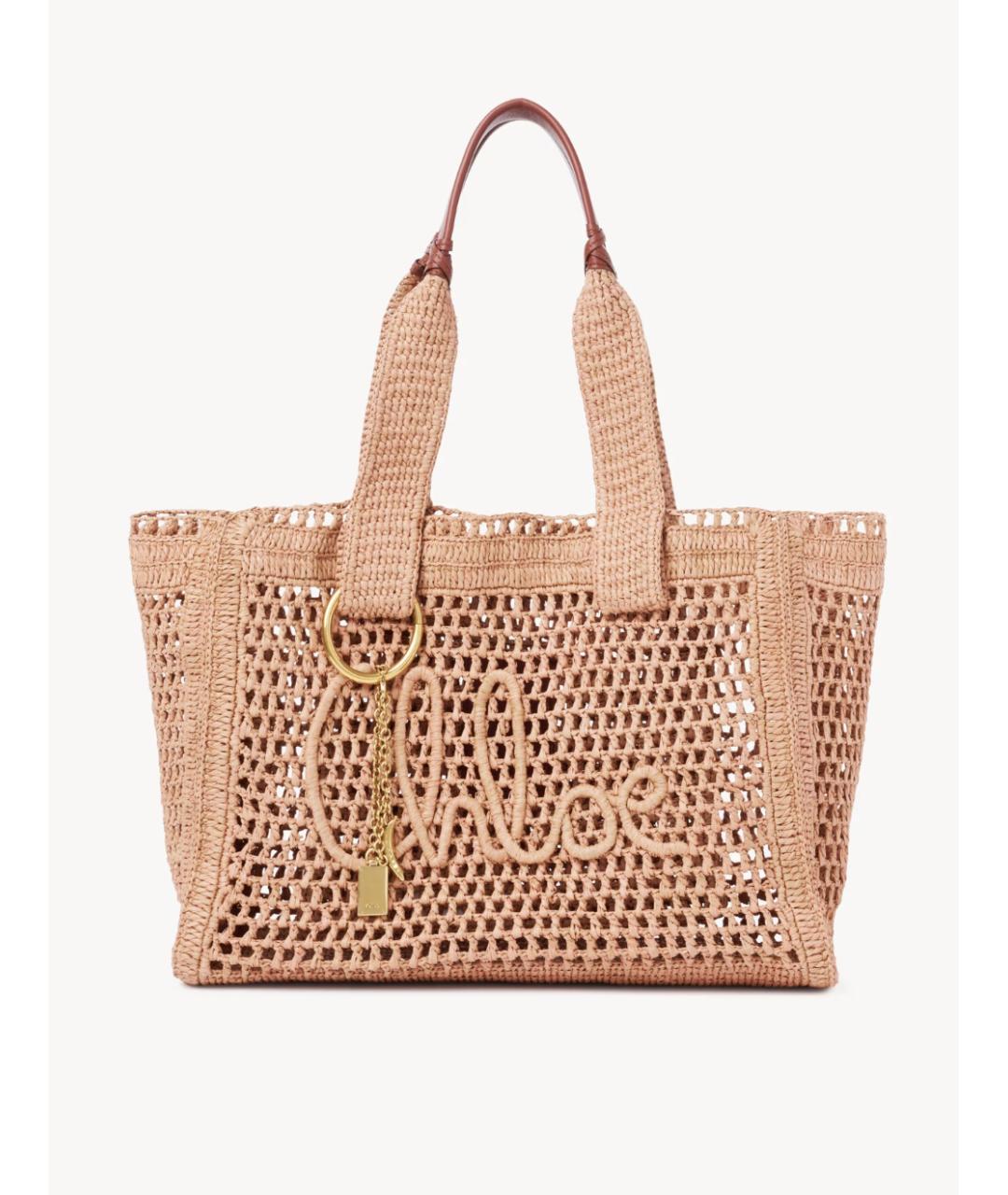 CHLOE Бежевая пелетеная сумка тоут, фото 5