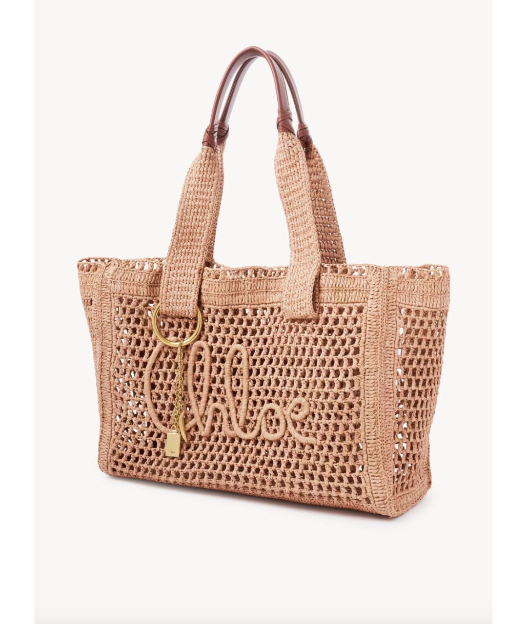 CHLOE Бежевая пелетеная сумка тоут, фото 3