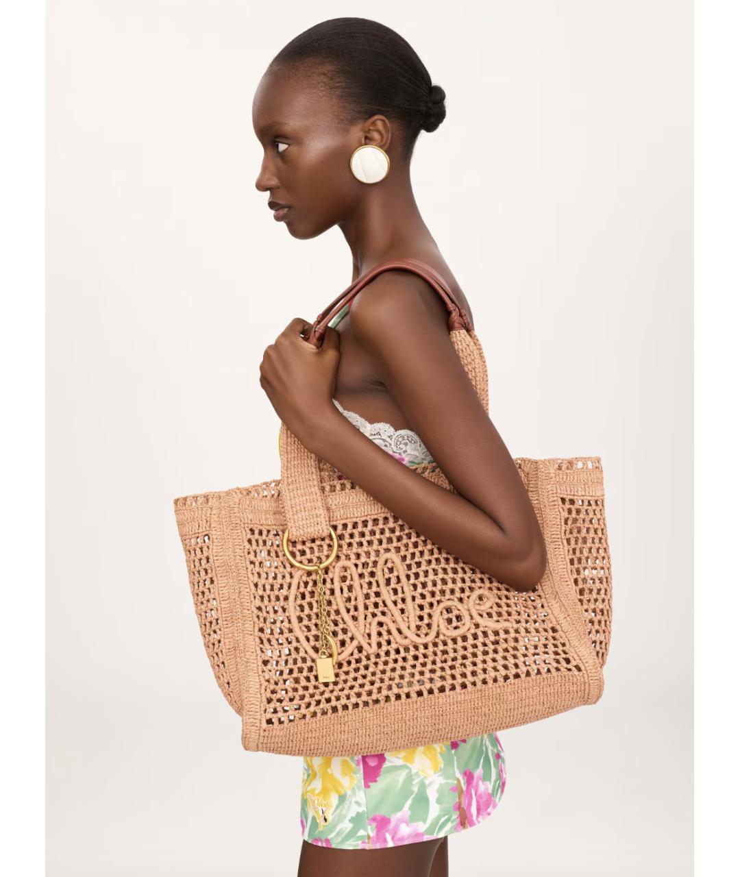 CHLOE Бежевая пелетеная сумка тоут, фото 2