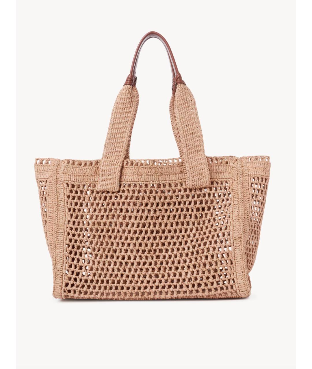 CHLOE Бежевая пелетеная сумка тоут, фото 4