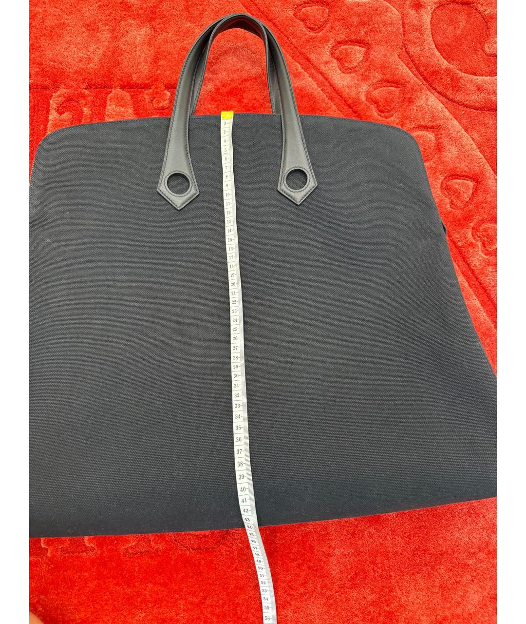 HERMES Черная тканевая сумка тоут, фото 7