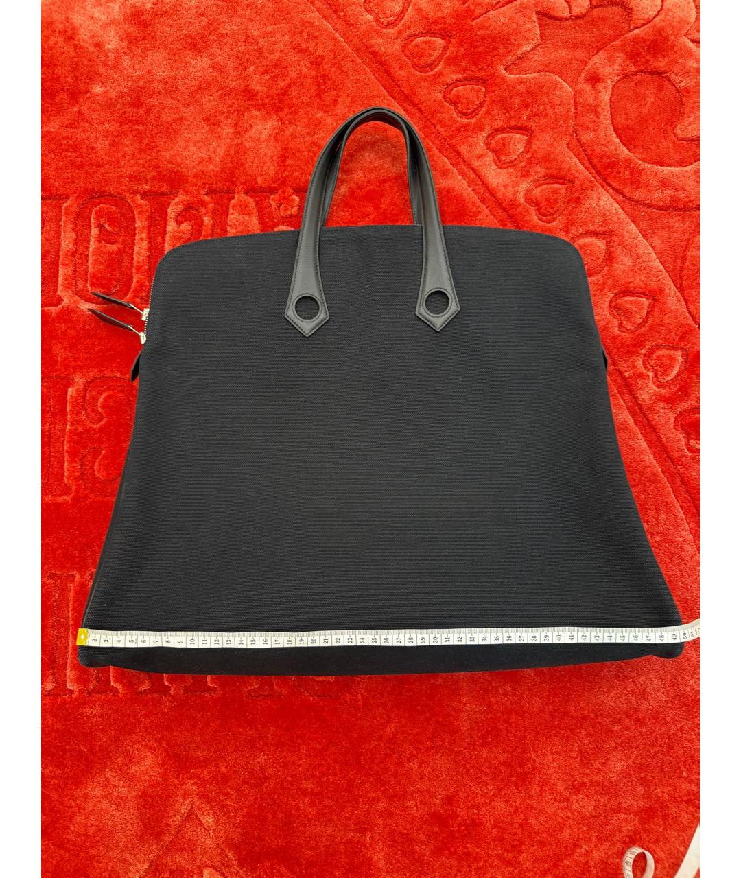HERMES Черная тканевая сумка тоут, фото 6