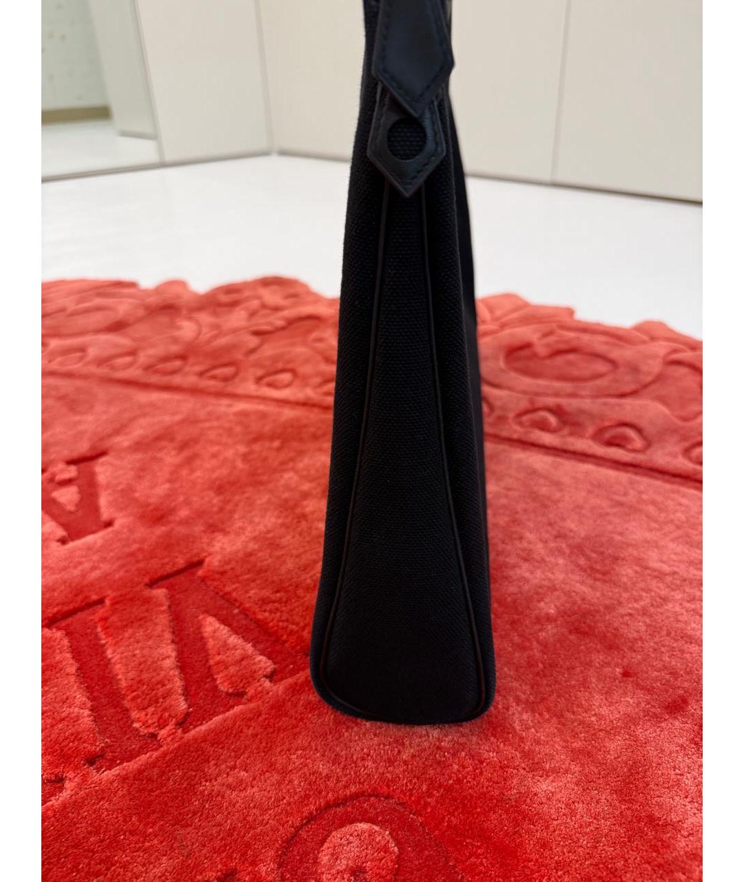 HERMES Черная тканевая сумка тоут, фото 2