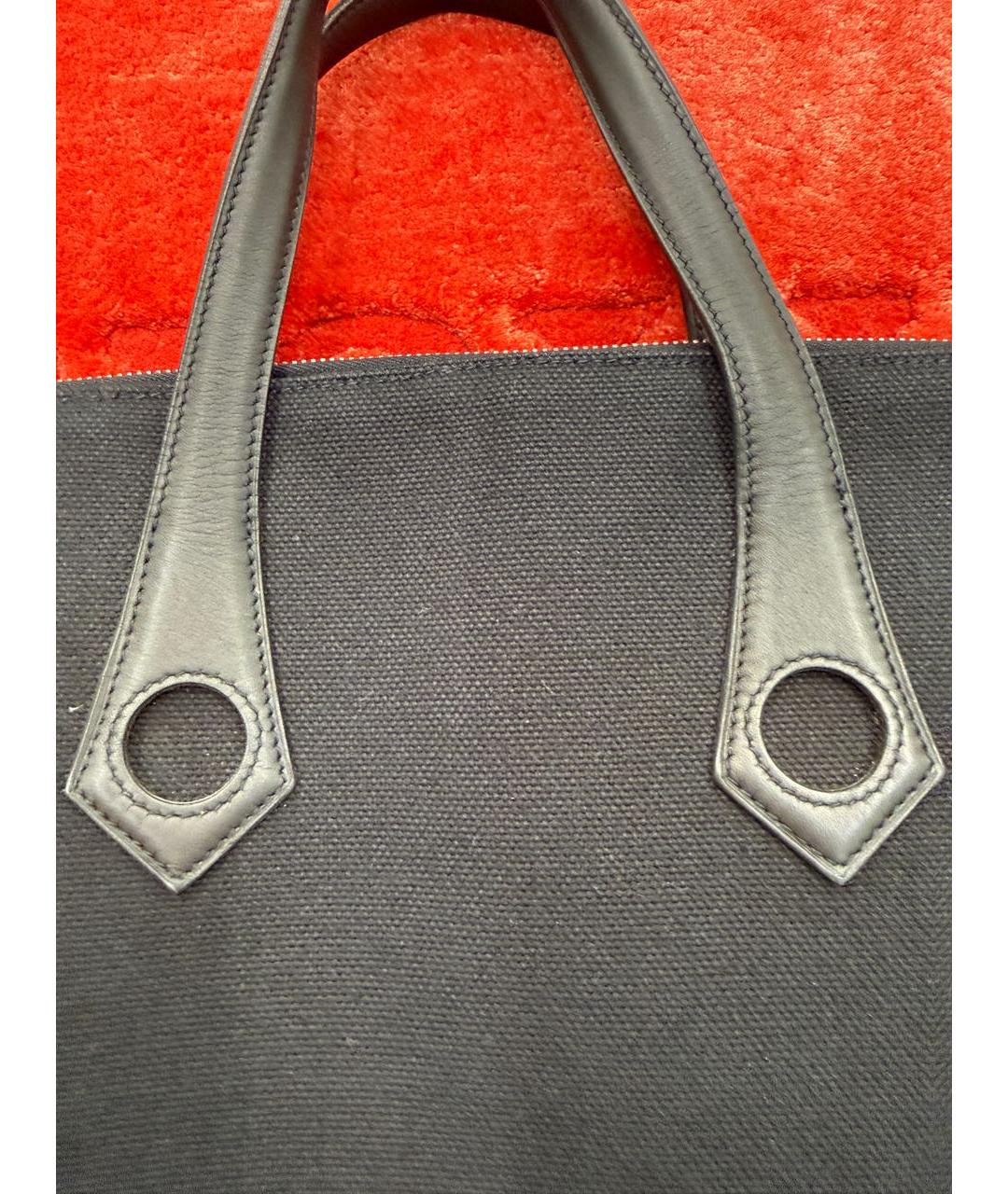 HERMES Черная тканевая сумка тоут, фото 4