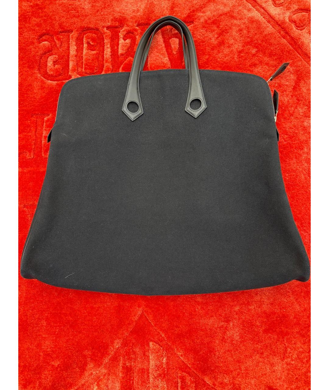 HERMES Черная тканевая сумка тоут, фото 9