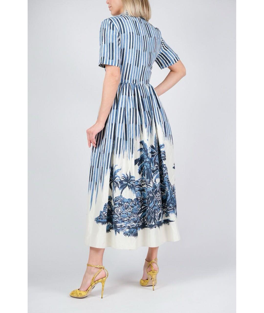 CHRISTIAN DIOR Голубое шелковое повседневное платье, фото 2