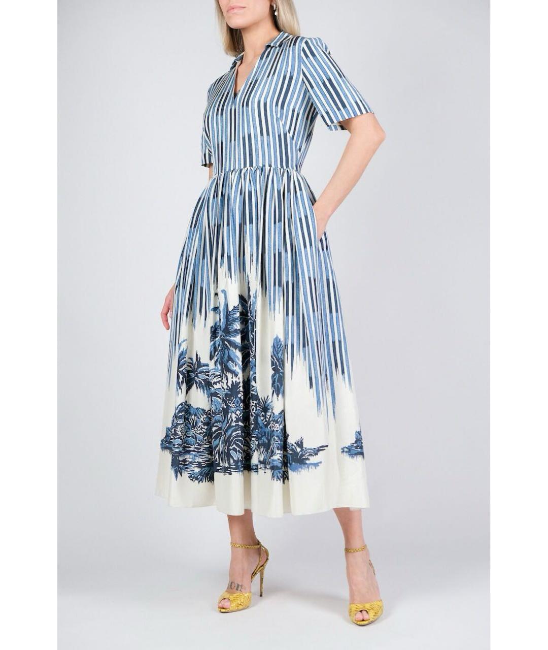 CHRISTIAN DIOR Голубое шелковое повседневное платье, фото 3