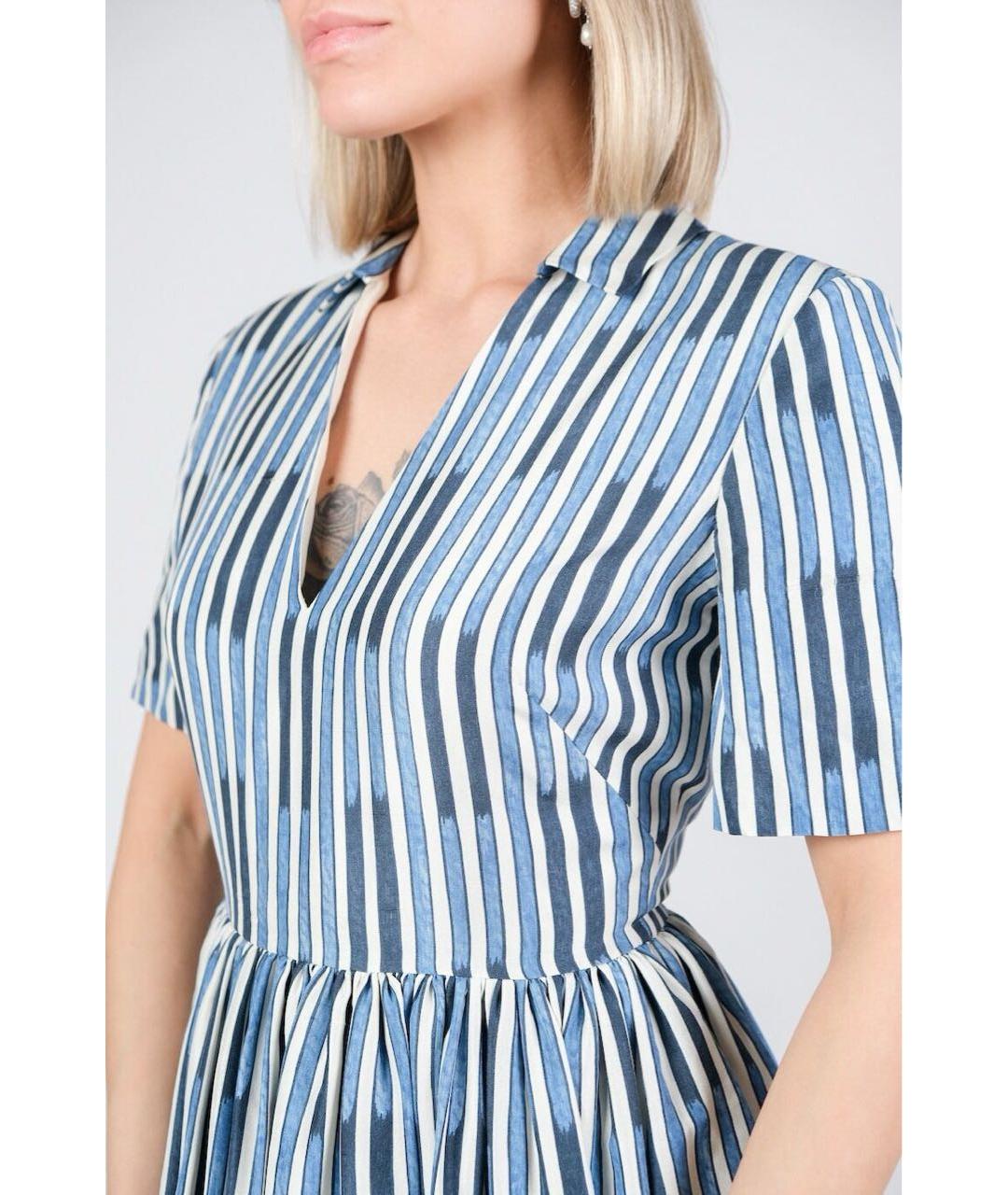 CHRISTIAN DIOR Голубое шелковое повседневное платье, фото 4