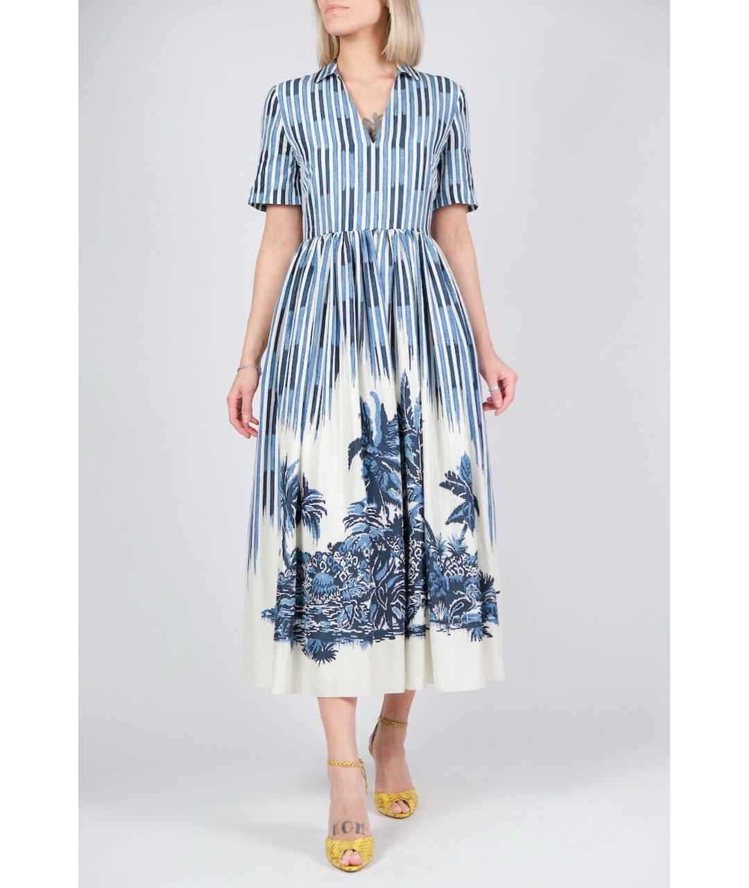 CHRISTIAN DIOR Голубое шелковое повседневное платье, фото 5