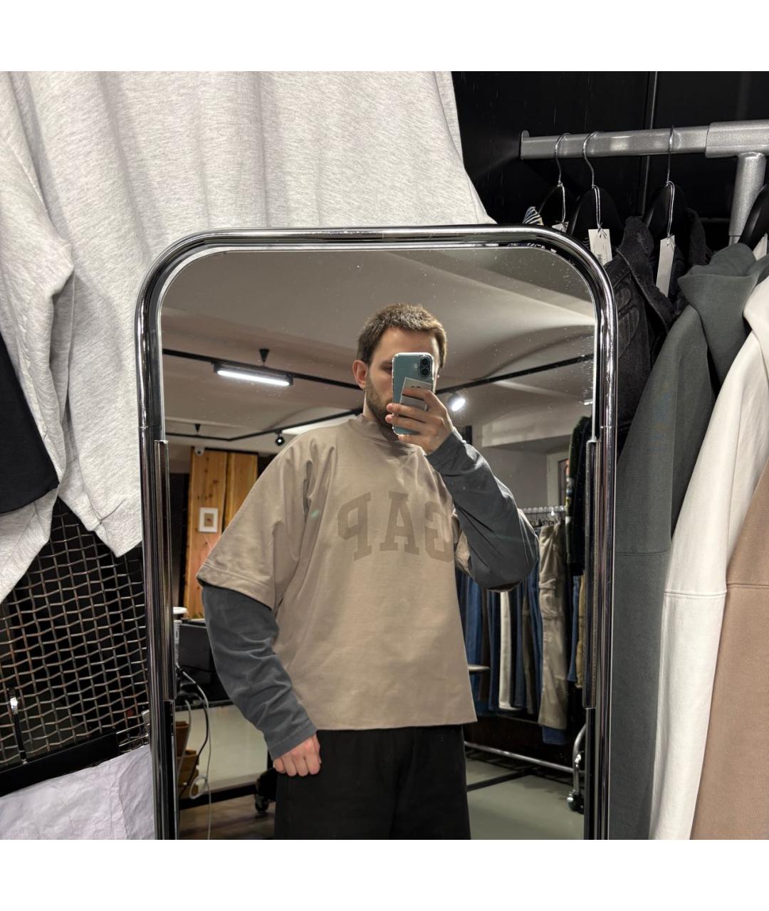 YEEZY Бежевая хлопковая футболка, фото 8