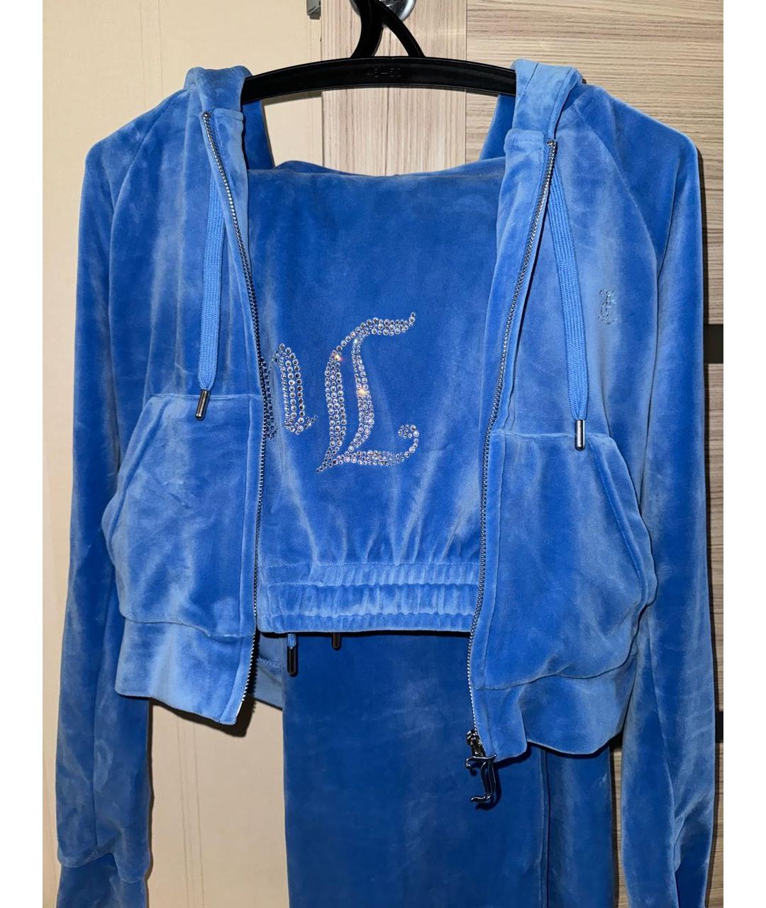 JUICY COUTURE Синий велюровый костюм с брюками, фото 8