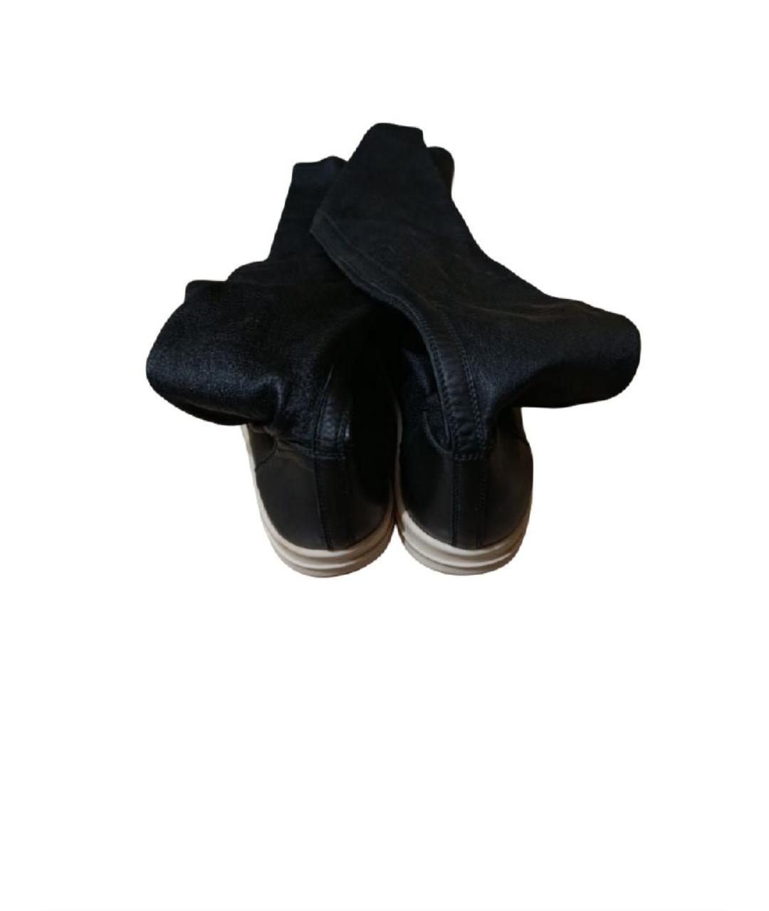 RICK OWENS Черные кожаные ботфорты, фото 4