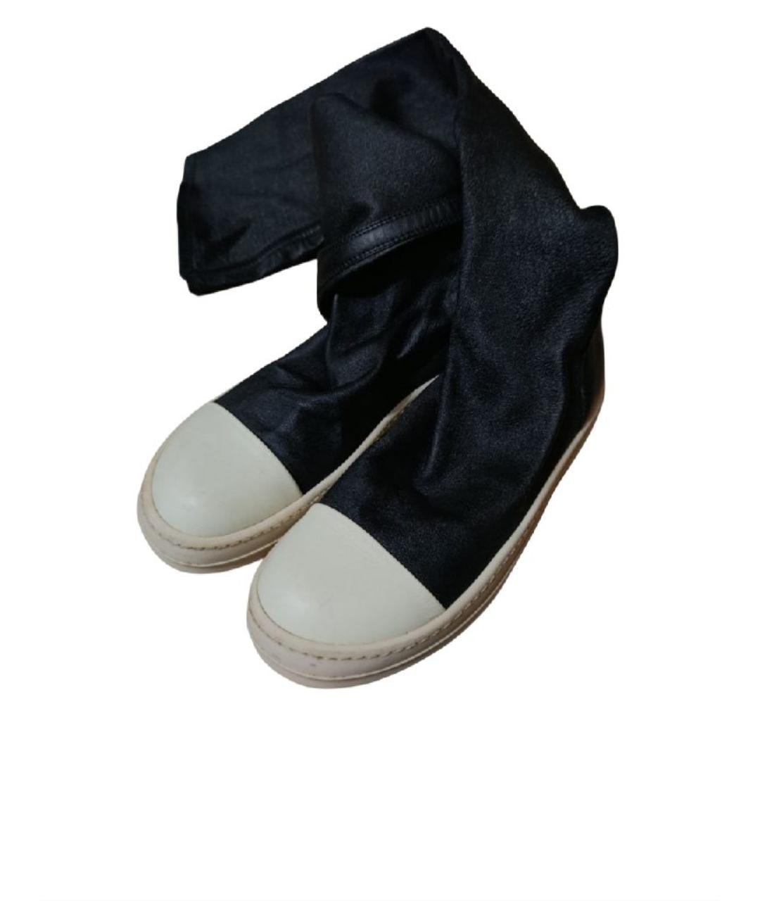 RICK OWENS Черные кожаные ботфорты, фото 3