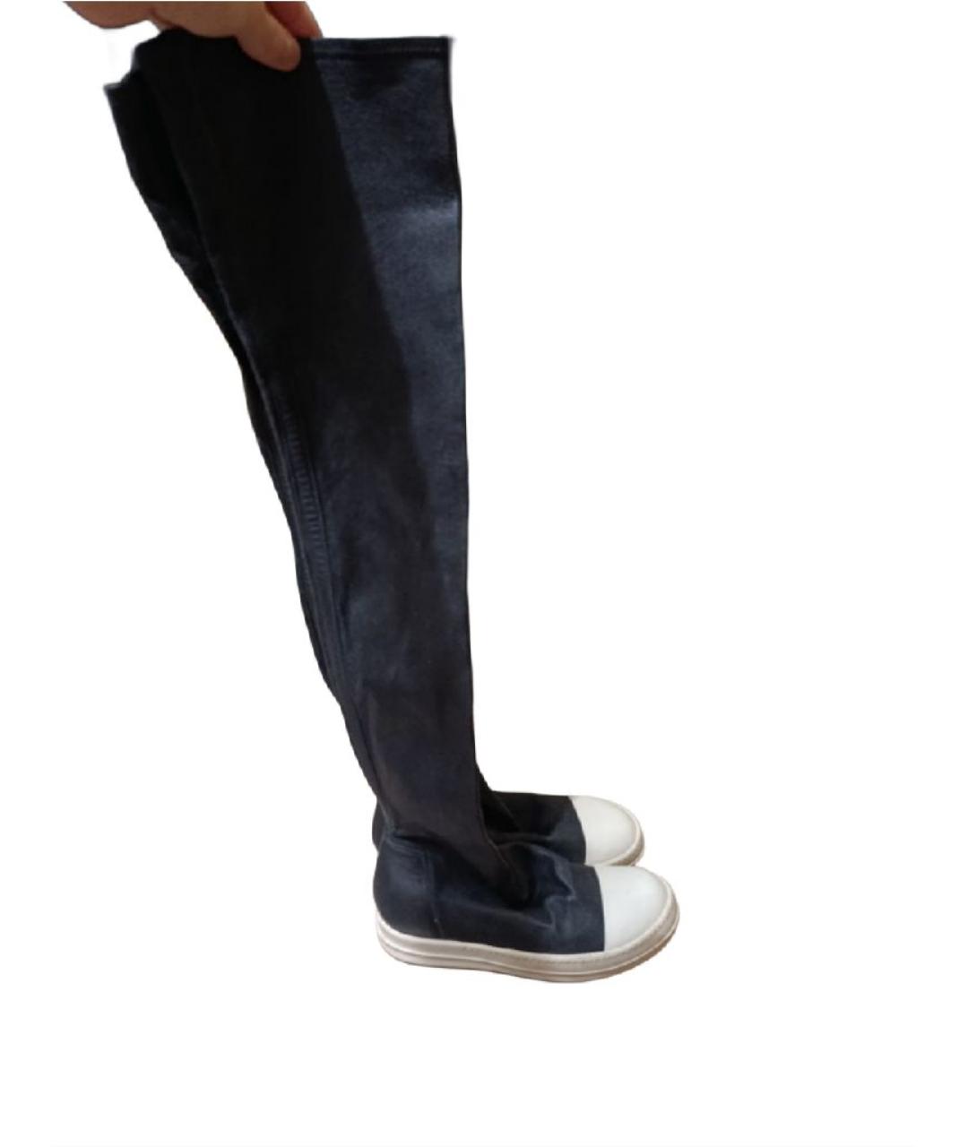 RICK OWENS Черные кожаные ботфорты, фото 10