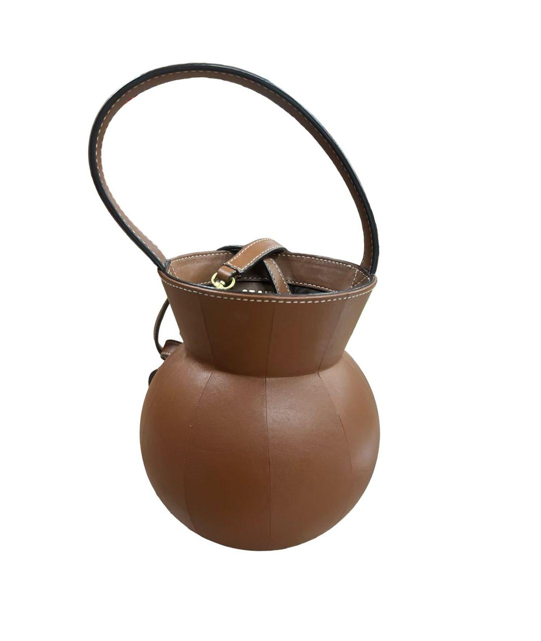 STAUD Коричневая кожаная сумка с короткими ручками, фото 6