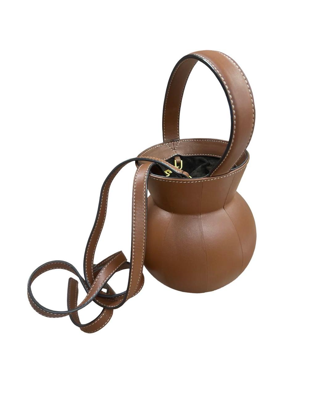 STAUD Коричневая кожаная сумка с короткими ручками, фото 2