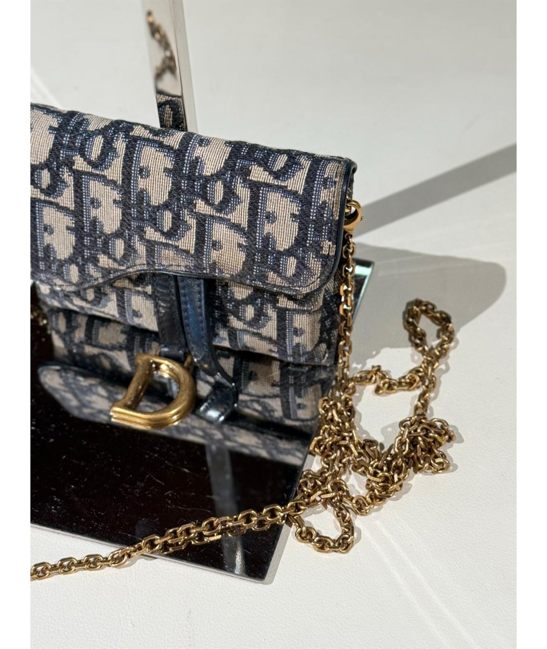 CHRISTIAN DIOR Темно-синяя жаккардовая сумка через плечо, фото 2