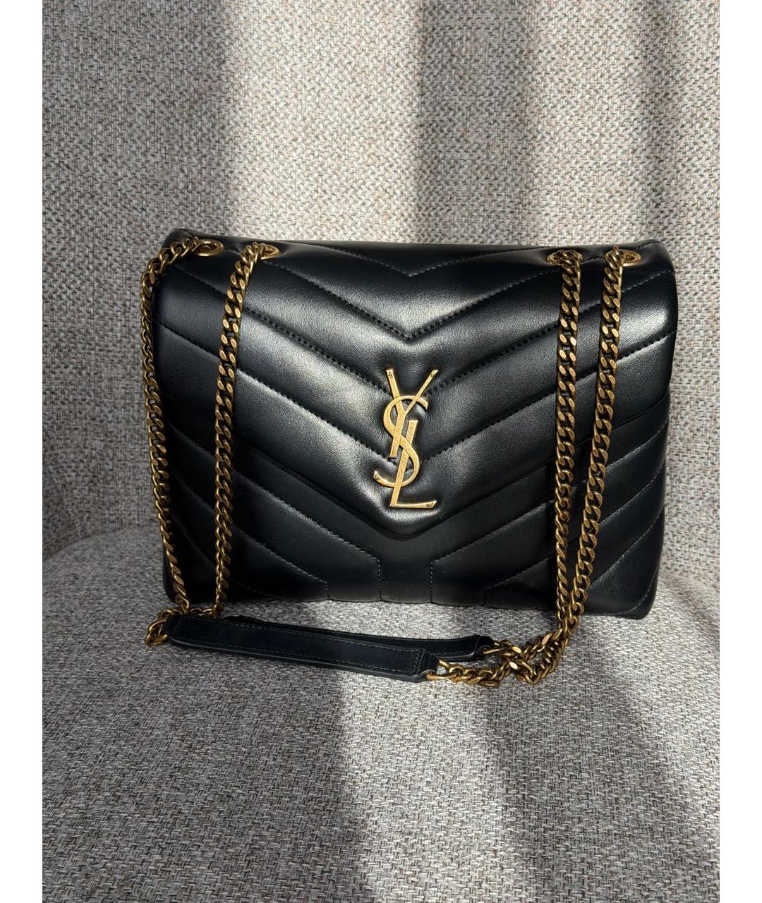 SAINT LAURENT Черная кожаная сумка через плечо, фото 2