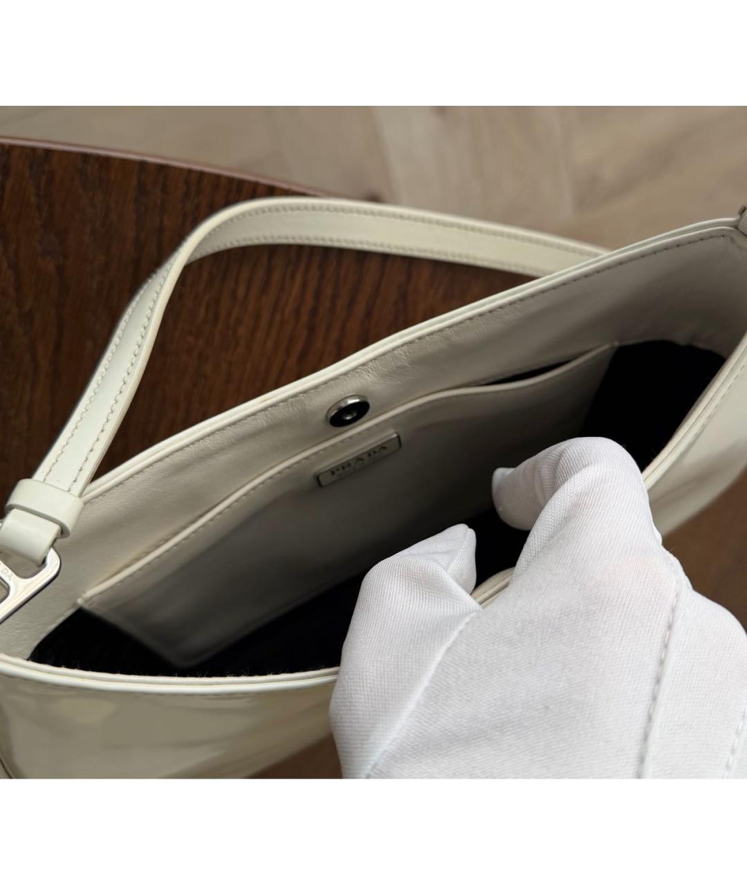 PRADA Белая кожаная сумка через плечо, фото 4