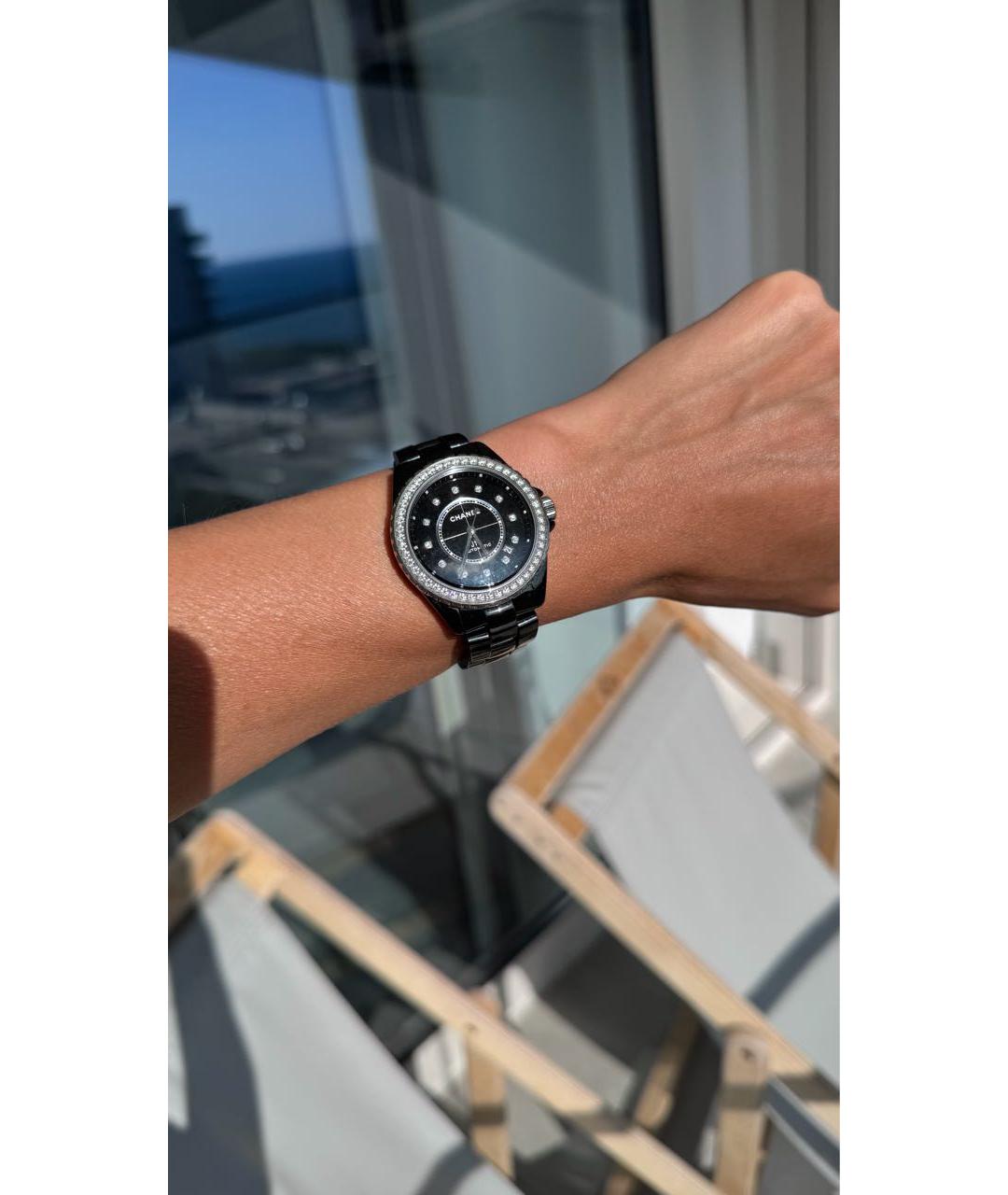 CHANEL Черные керамические часы, фото 5