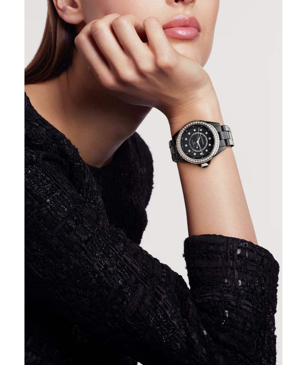 CHANEL Черные керамические часы, фото 2