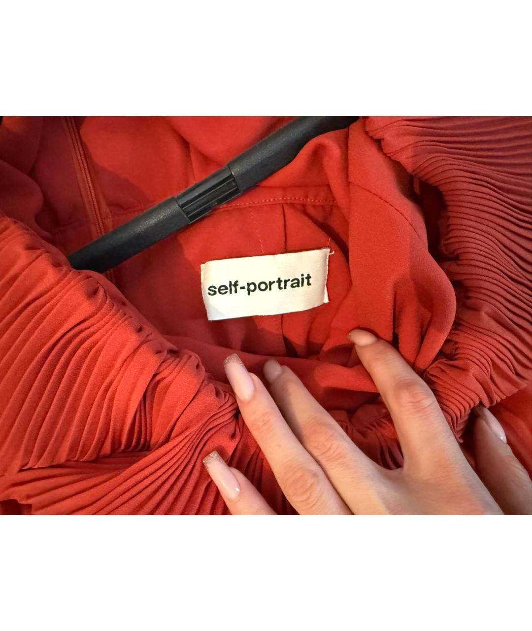 SELF-PORTRAIT Оранжевое полиэстеровое вечернее платье, фото 3