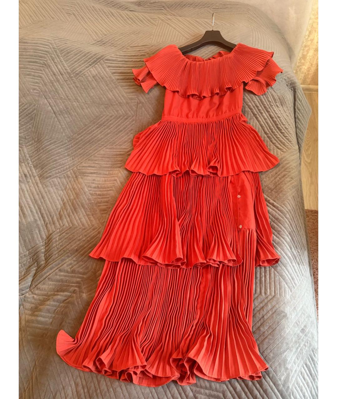 SELF-PORTRAIT Оранжевое полиэстеровое вечернее платье, фото 5