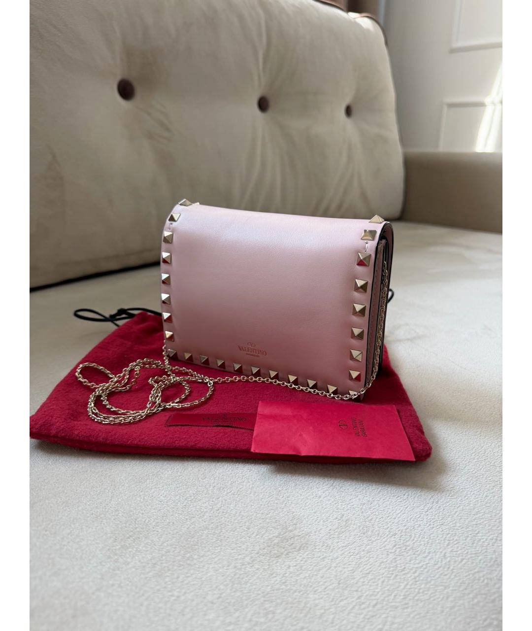 VALENTINO Розовая кожаная сумка через плечо, фото 3