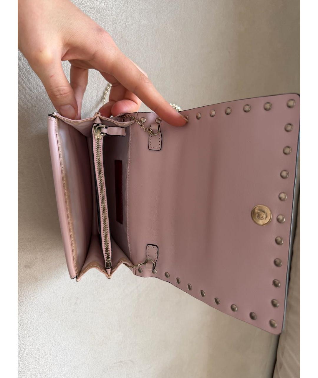 VALENTINO Розовая кожаная сумка через плечо, фото 5