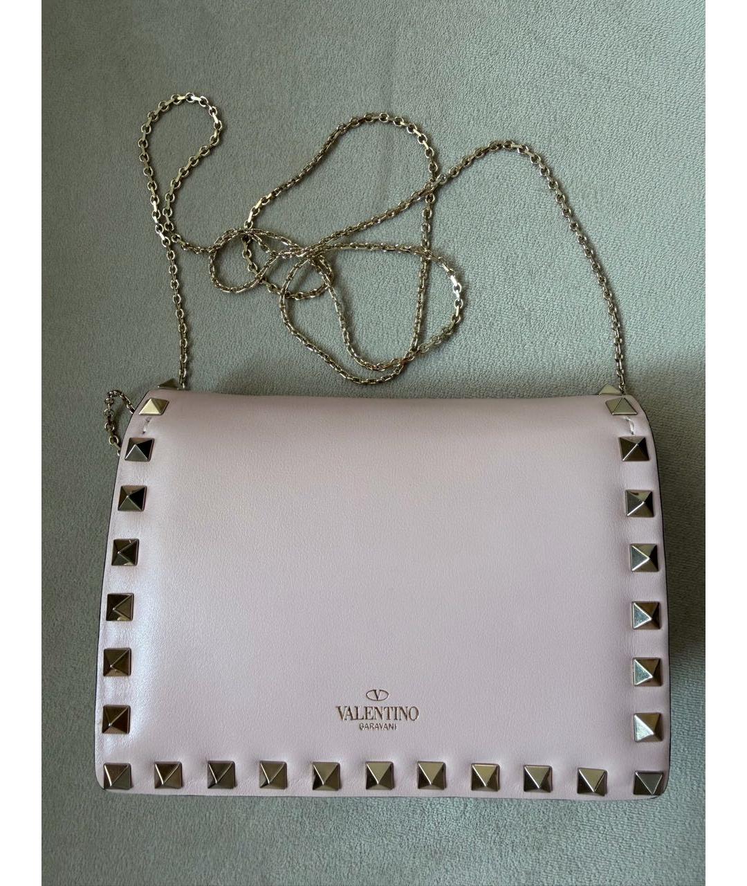 VALENTINO Розовая кожаная сумка через плечо, фото 2