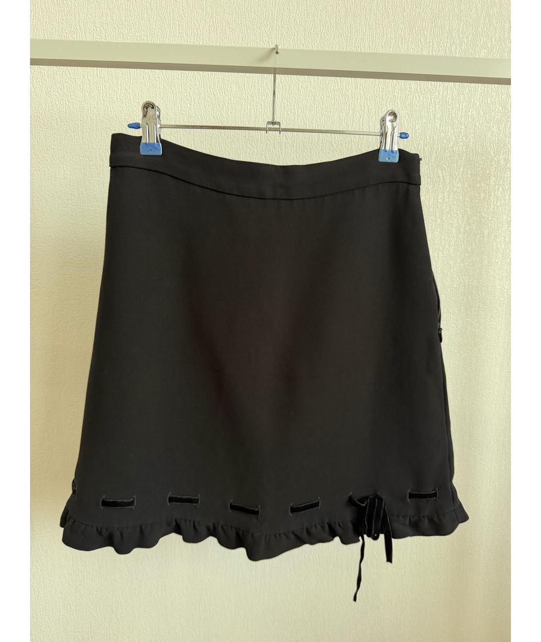 MIU MIU Черная вискозная юбка мини, фото 5