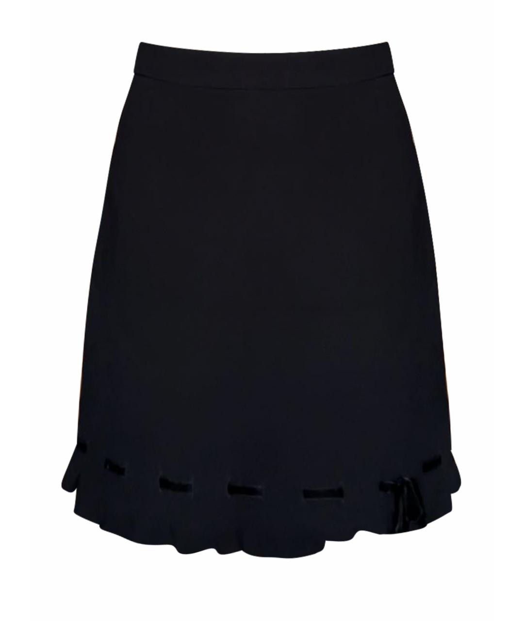 MIU MIU Черная вискозная юбка мини, фото 1