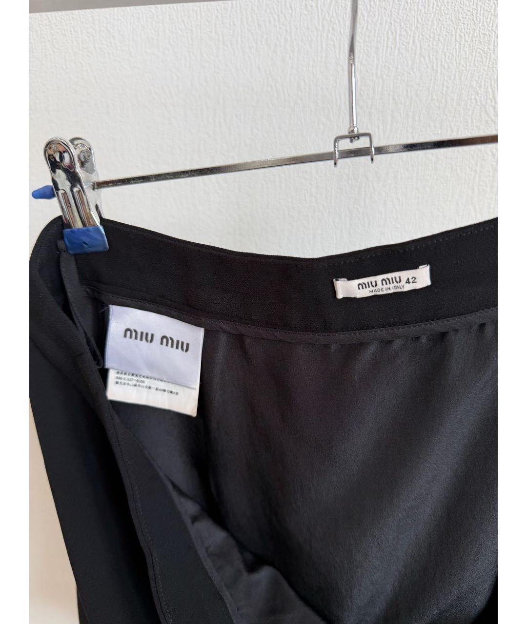 MIU MIU Черная вискозная юбка мини, фото 3