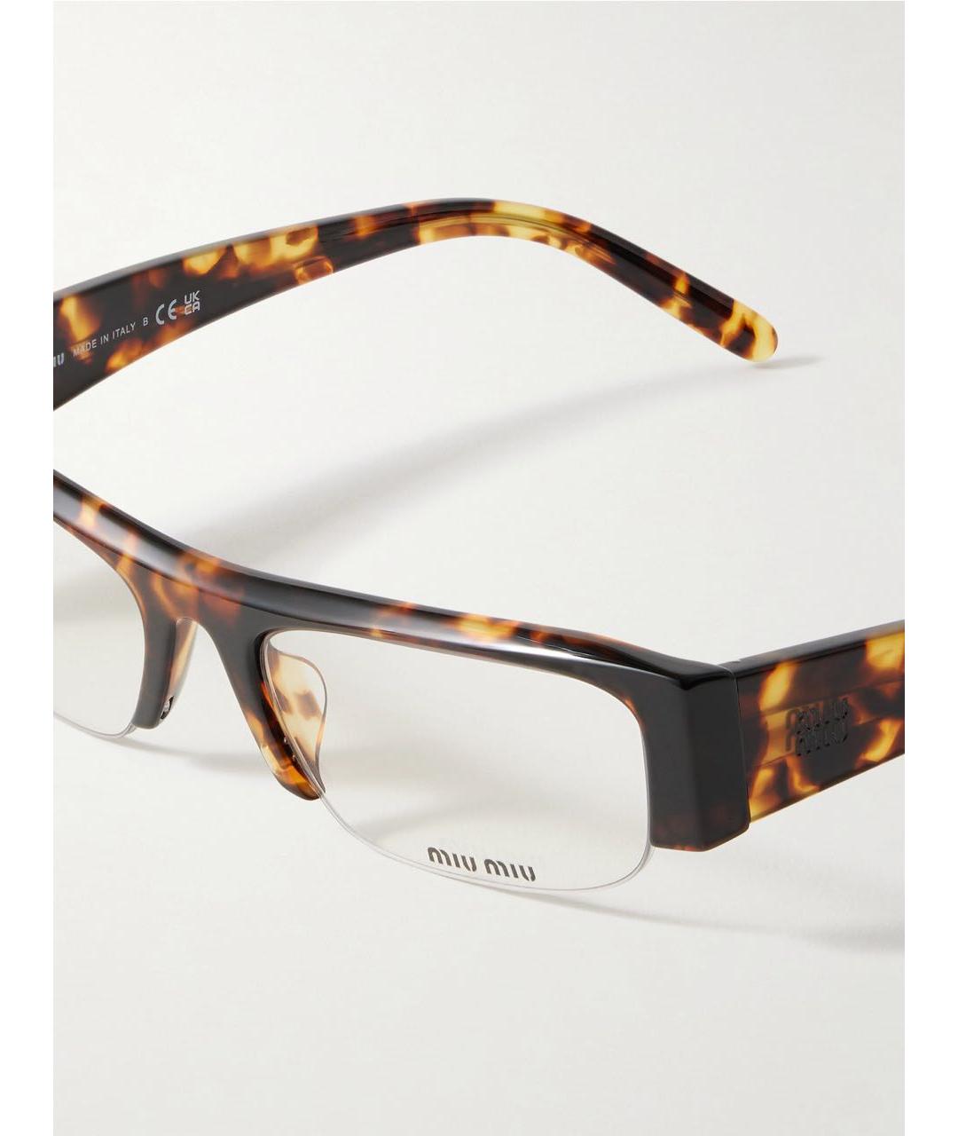 MIU MIU Коричневые пластиковые солнцезащитные очки, фото 3