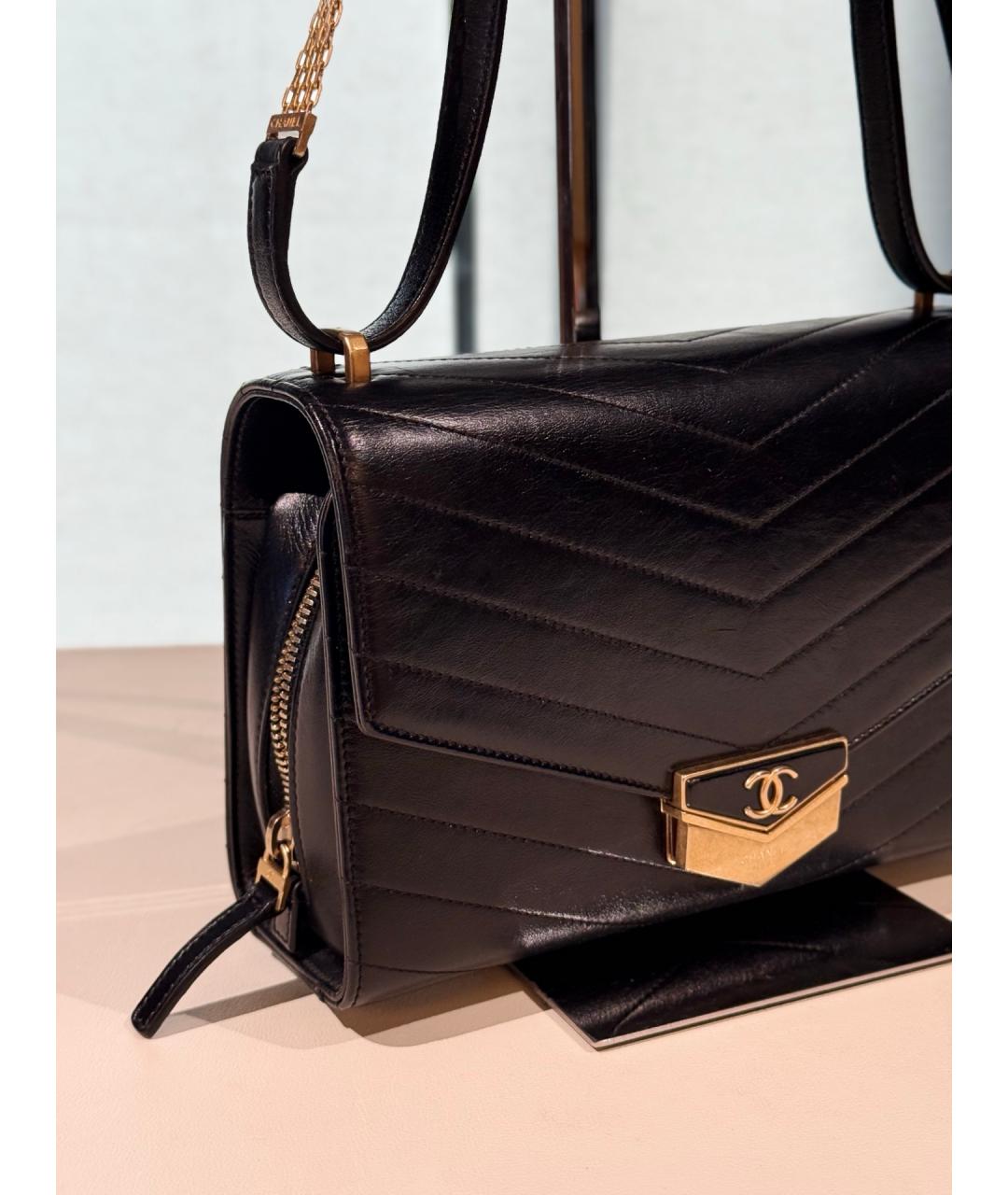 CHANEL Черная кожаная сумка через плечо, фото 4