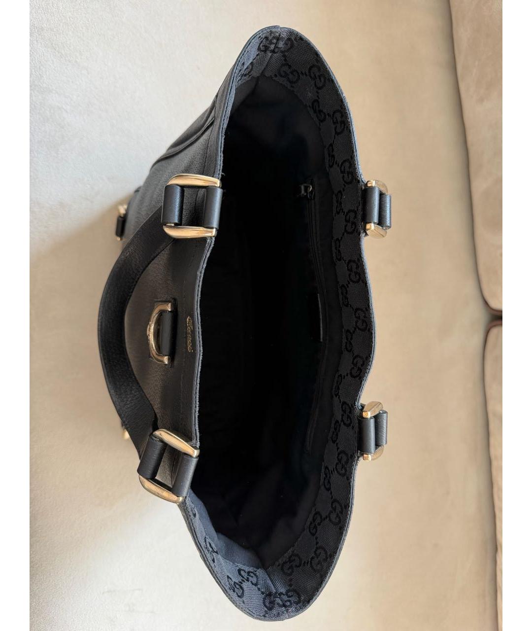 GUCCI Черная кожаная сумка тоут, фото 4