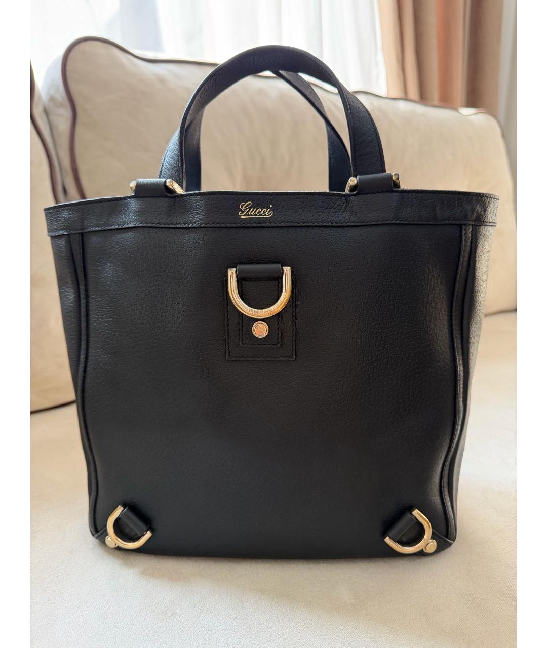 GUCCI Черная кожаная сумка тоут, фото 7