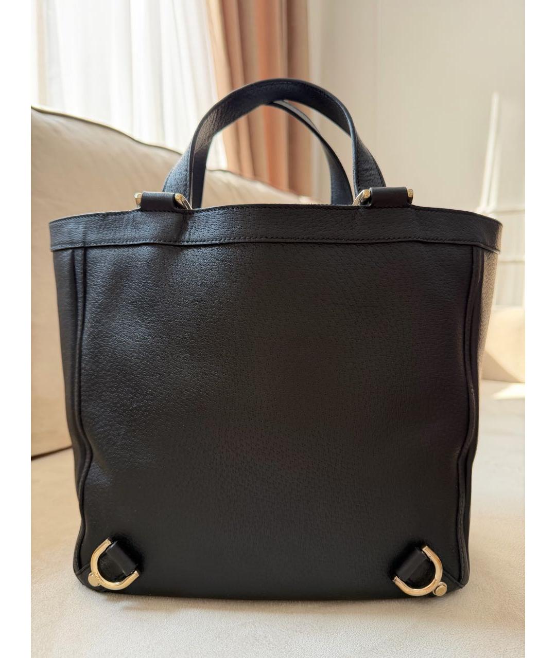 GUCCI Черная кожаная сумка тоут, фото 3