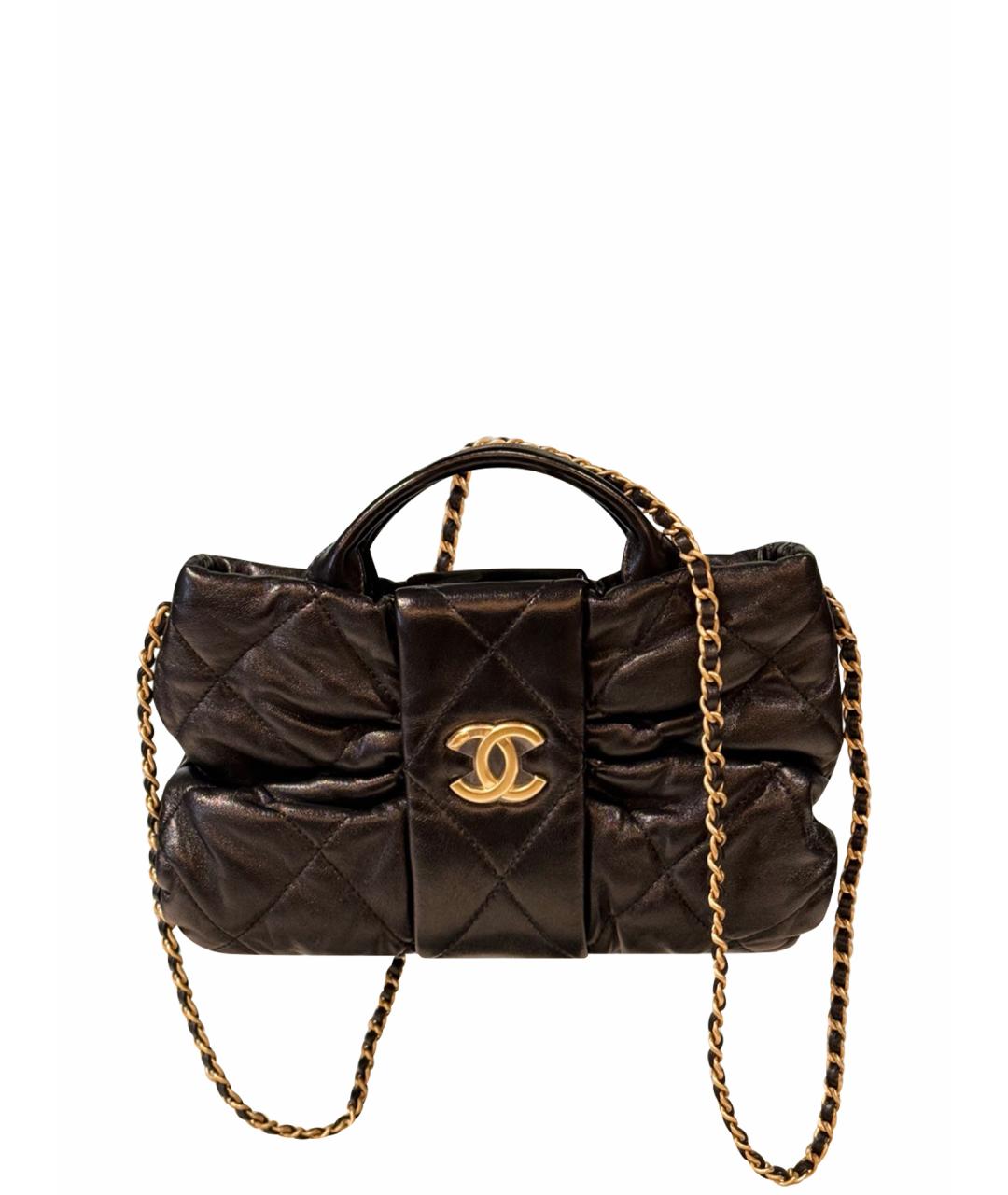 CHANEL Черная кожаная сумка с короткими ручками, фото 1