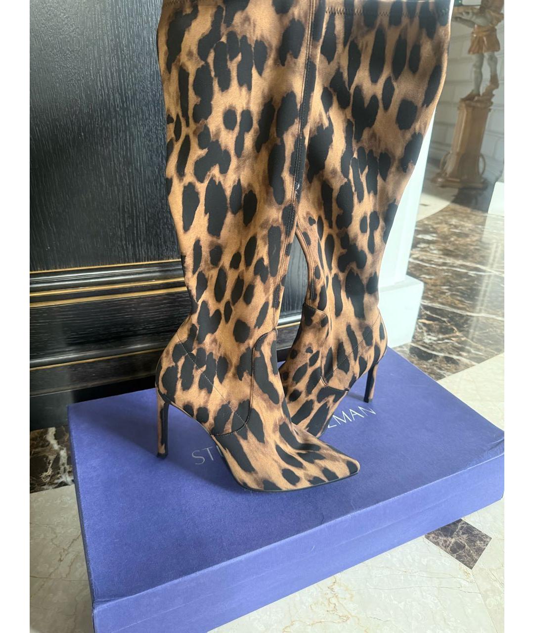 STUART WEITZMAN Коричневые текстильные сапоги, фото 2