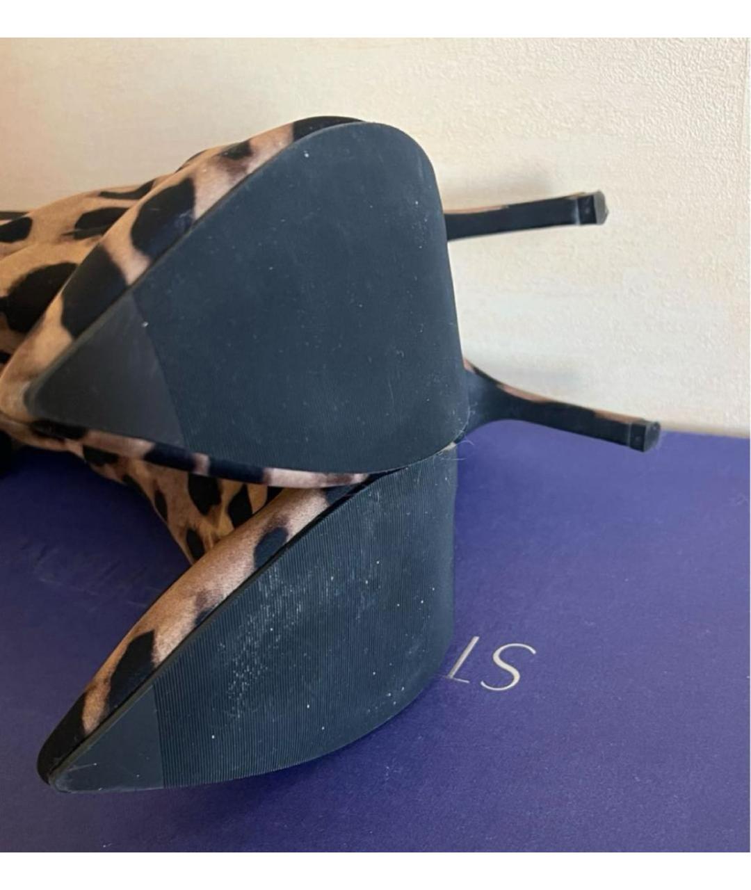 STUART WEITZMAN Коричневые текстильные сапоги, фото 6