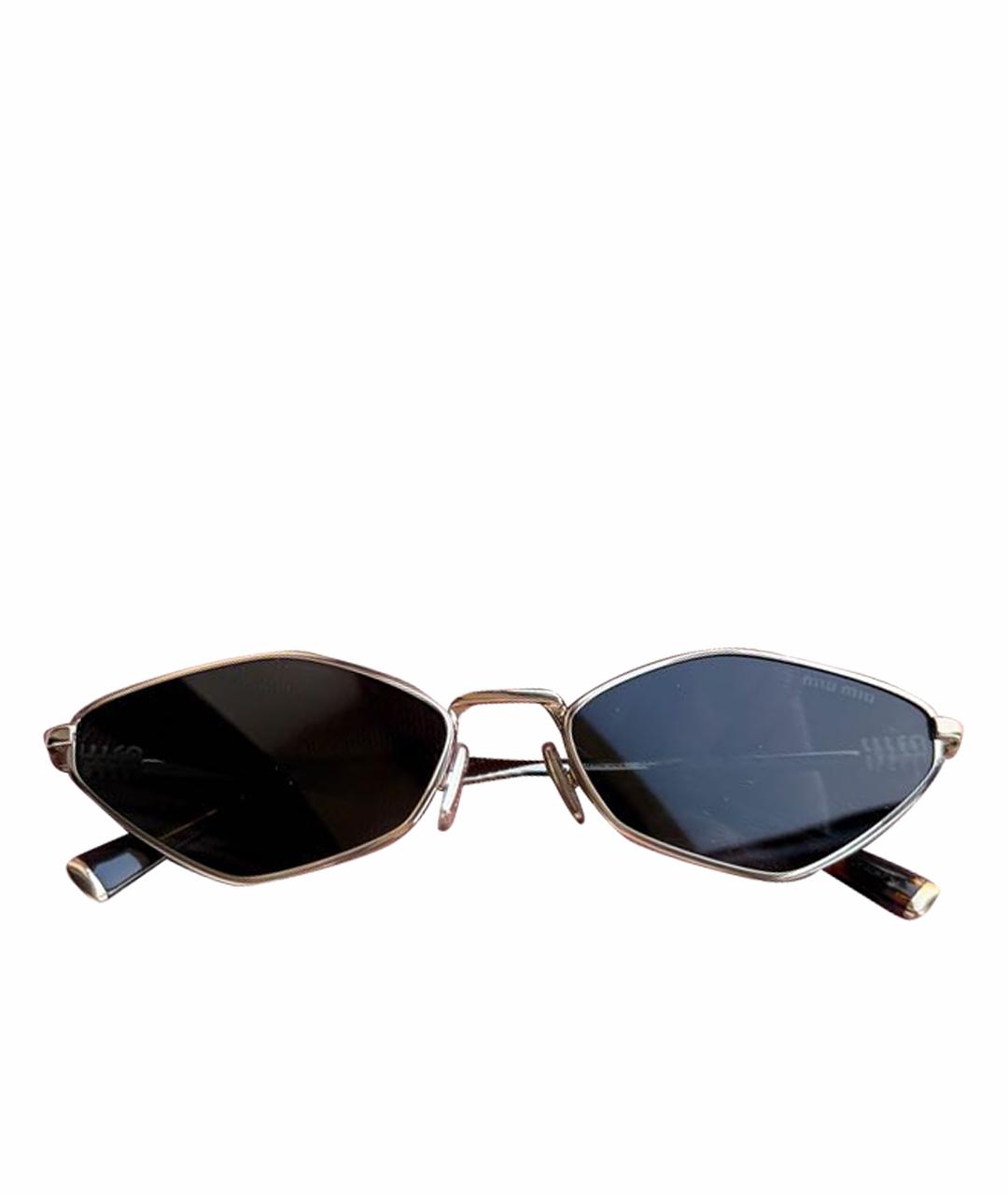 MIU MIU Черные металлические солнцезащитные очки, фото 1