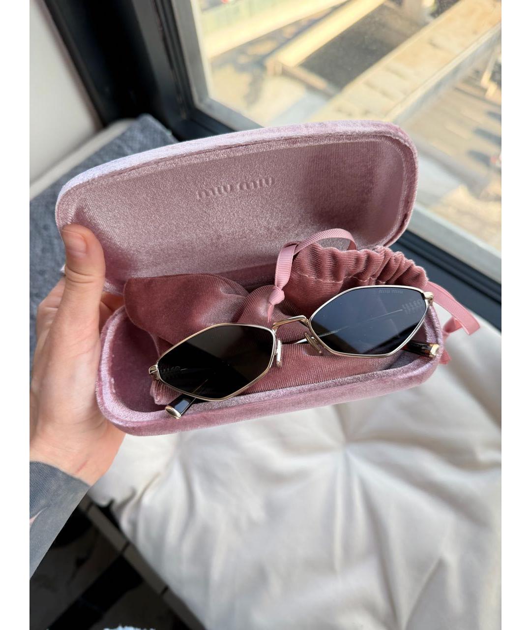 MIU MIU Черные металлические солнцезащитные очки, фото 5