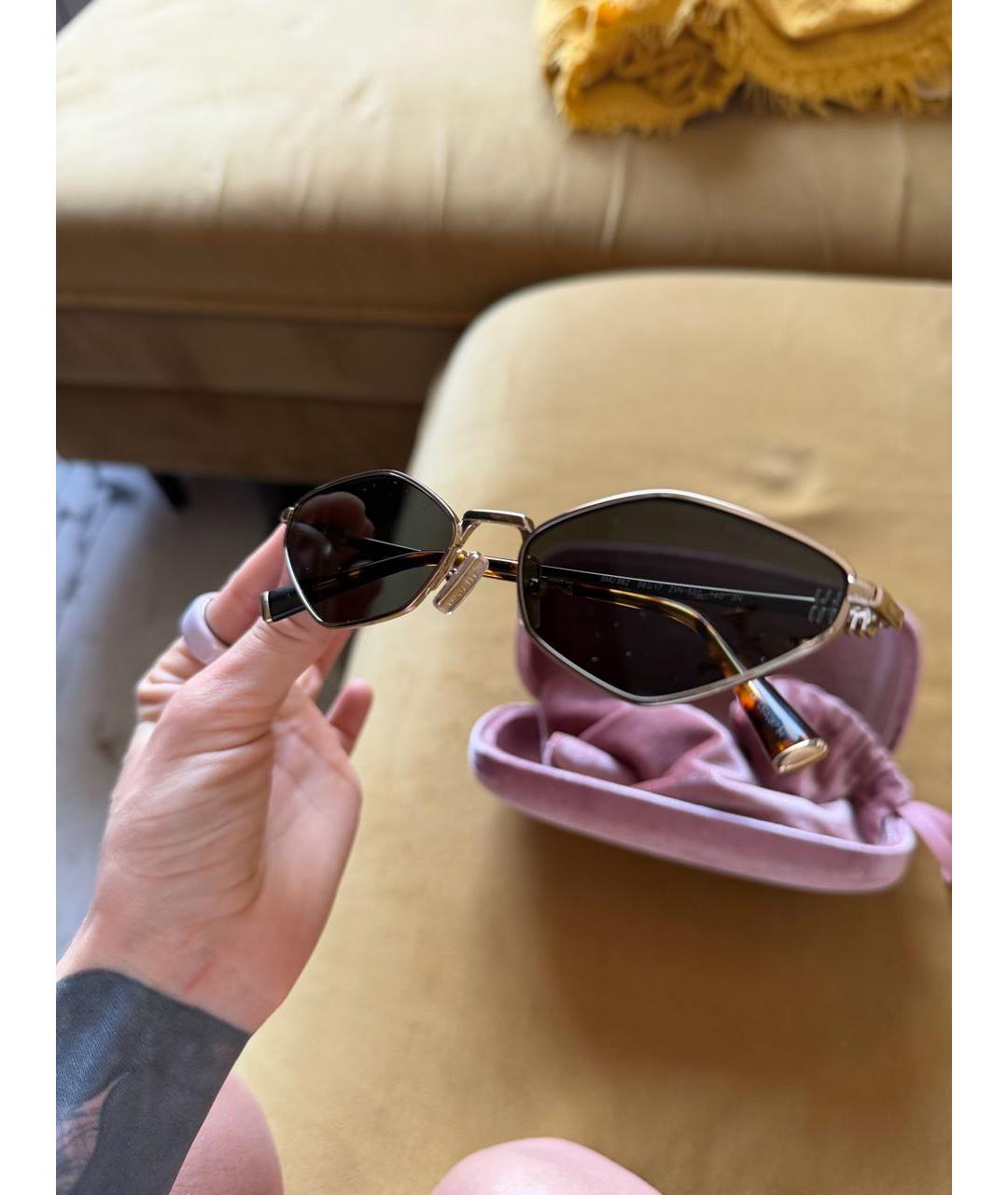 MIU MIU Черные металлические солнцезащитные очки, фото 2