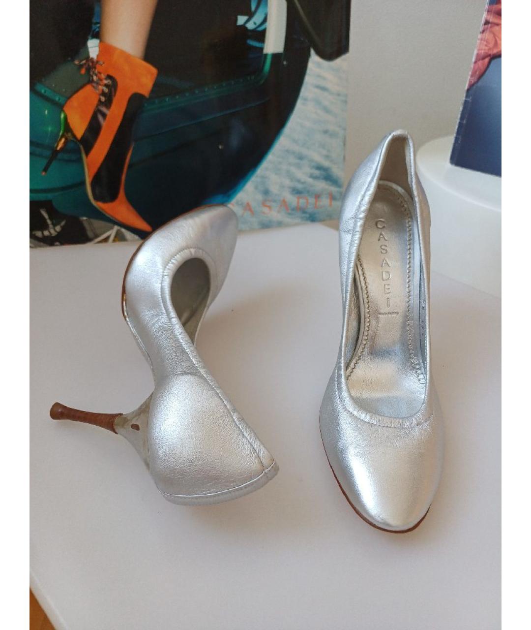 CASADEI Серебряные кожаные туфли, фото 5