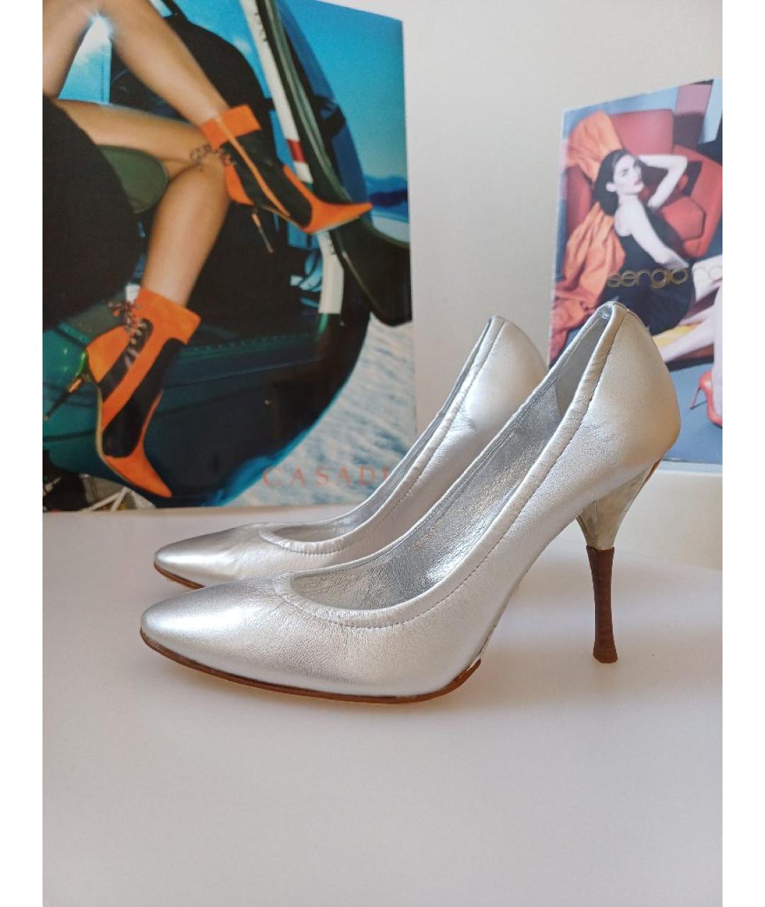 CASADEI Серебряные кожаные туфли, фото 2