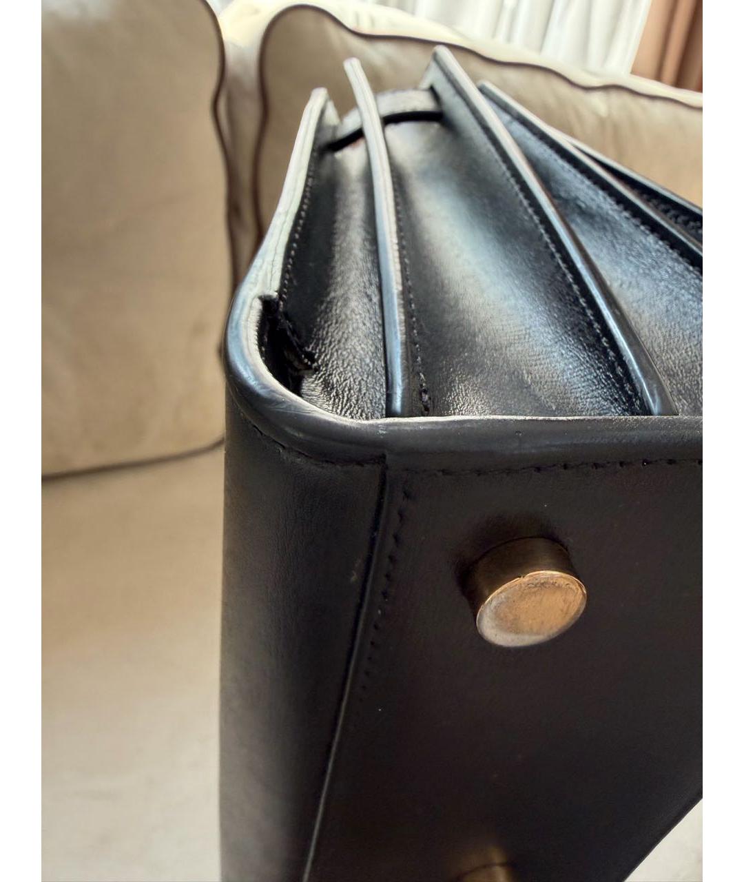 SAINT LAURENT Черная кожаная сумка с короткими ручками, фото 6